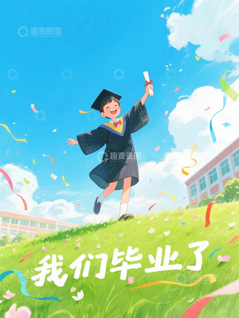 高清大图下载【趣麦麦图】毕业季插画素材背景3