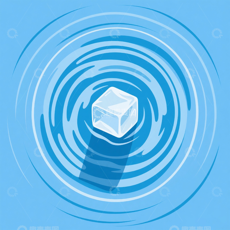 高清大图下载【趣麦麦图】清凉冰块水波纹插画