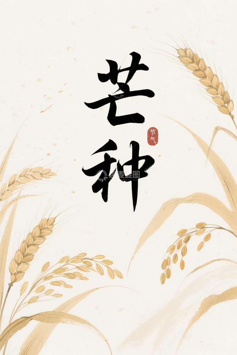 高清大图下载【趣麦麦图】芒种麦穗海报