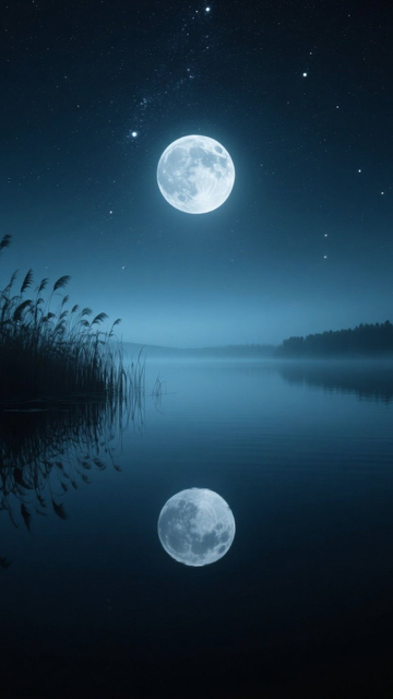月夜湖景背景2