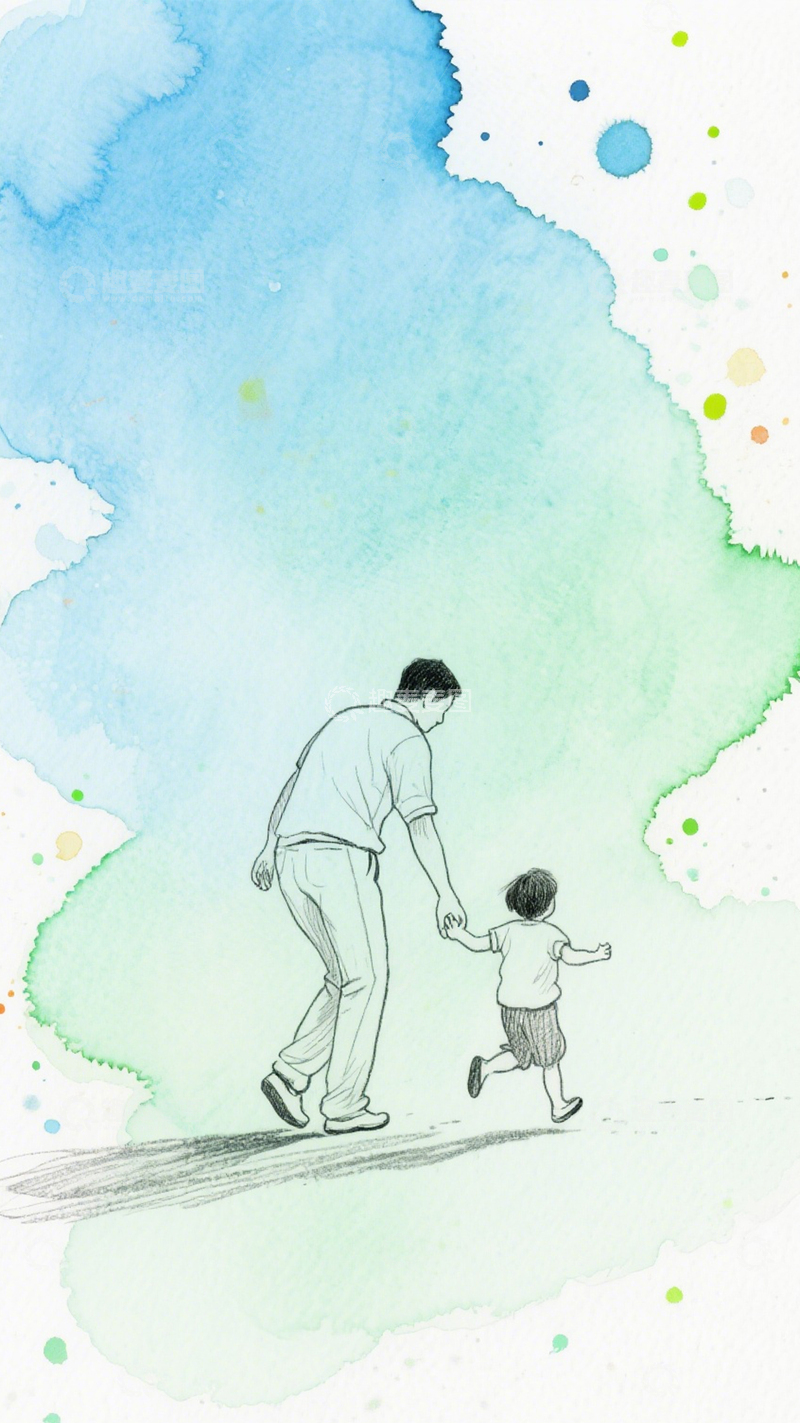 高清大图下载【趣麦麦图】父亲节手绘背景2