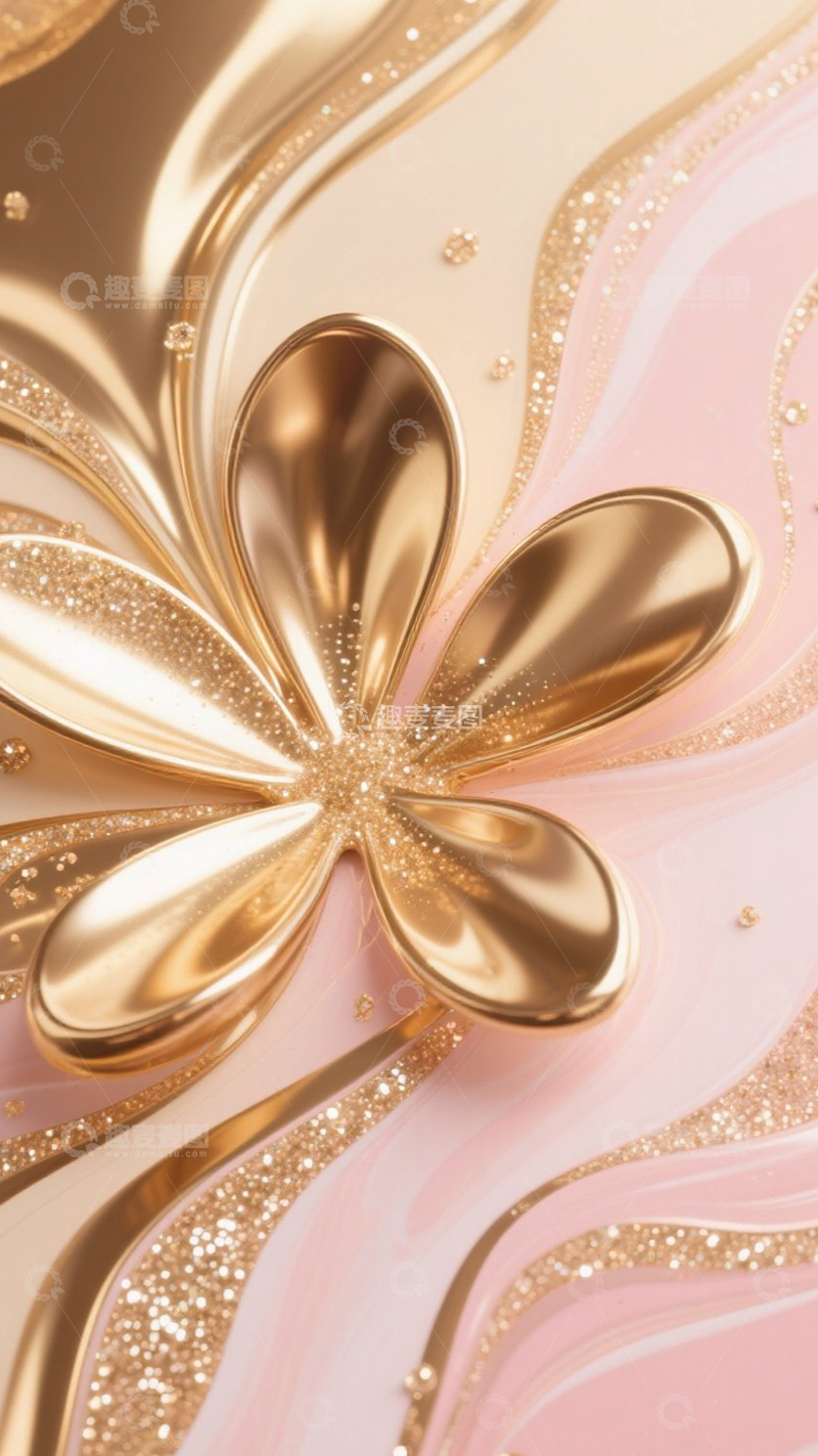 高清大图下载【趣麦麦图】金粉花卉背景4