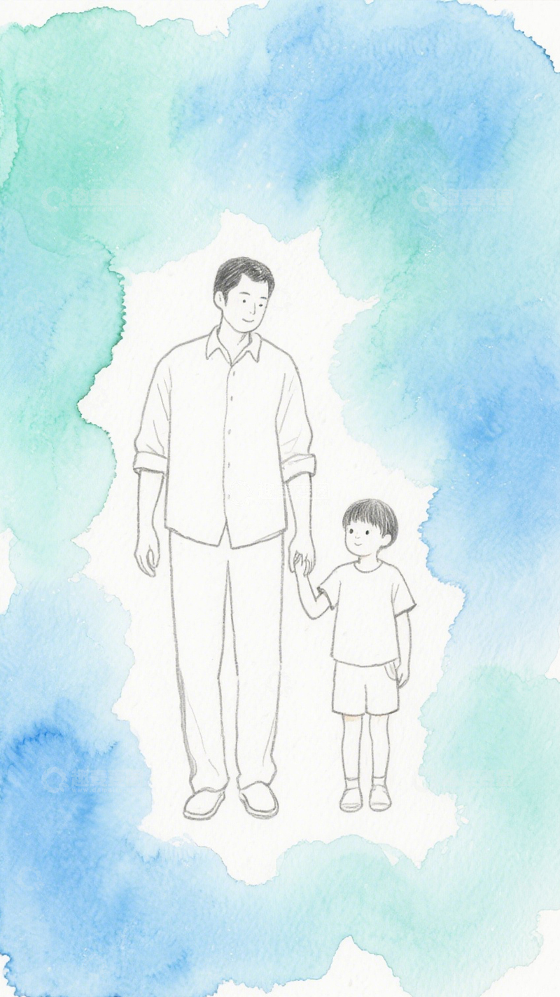 高清大图下载【趣麦麦图】父亲节手绘背景1