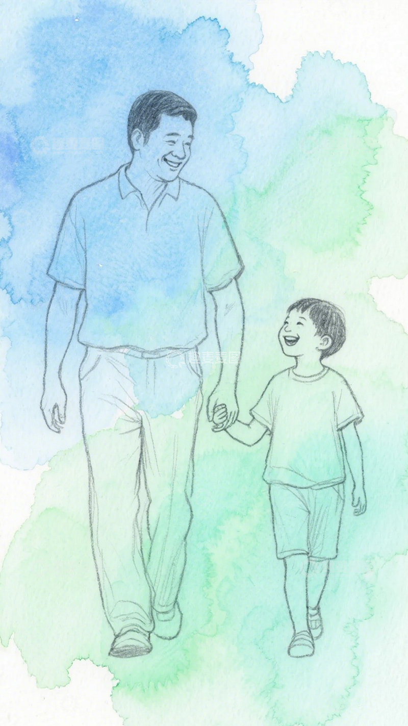 高清大图下载【趣麦麦图】父亲节手绘背景3
