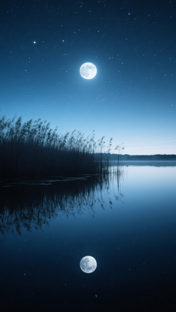 月夜湖景背景1