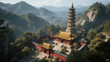 古刹禅意山水画卷2