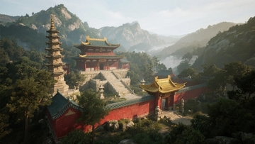 古刹禅意山水画卷1
