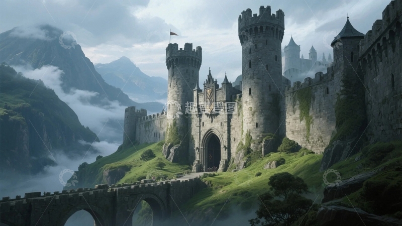 高清大图下载【趣麦麦图】云雾缭绕的中世纪要塞1