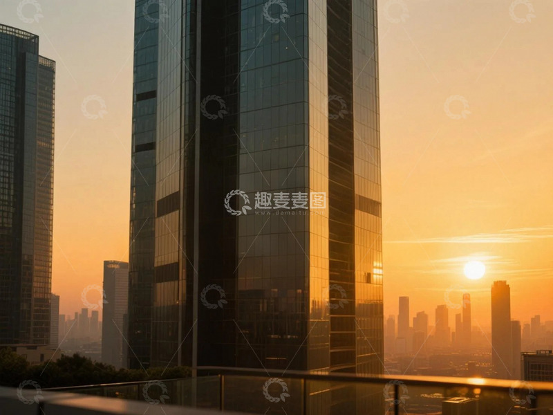 高清大图下载【趣麦麦图】摩天大楼间的阳光轨迹4