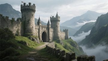 云雾缭绕的中世纪要塞