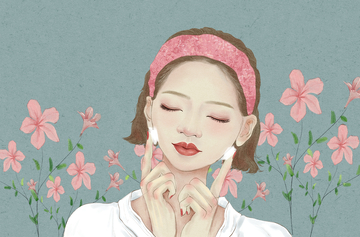 卡通风美女少女女生护肤场景插画素材