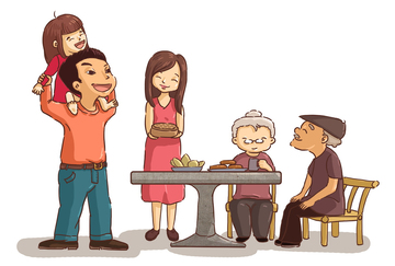 一家人团圆插画