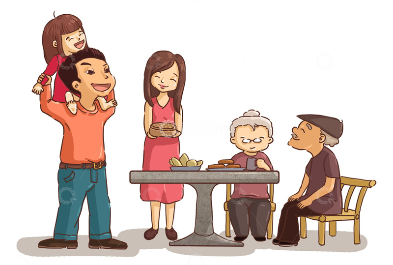一家人团圆插画