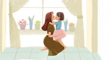 亲子家庭教育 妈妈亲吻孩子