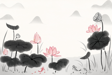 意境水墨画荷花