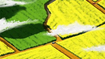 水彩风农田乡村场景油菜花劳作插画素材