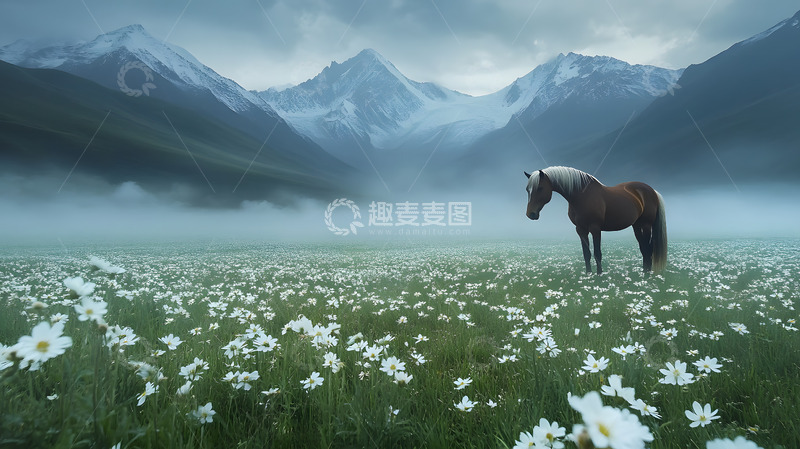 高清大图下载【趣麦麦图】草原上的马儿
