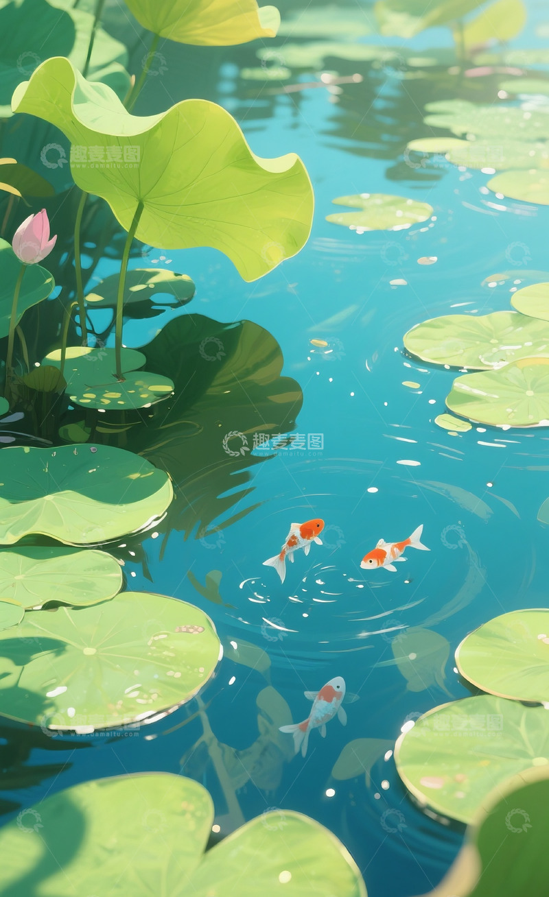 高清大图下载【趣麦麦图】池塘插画5