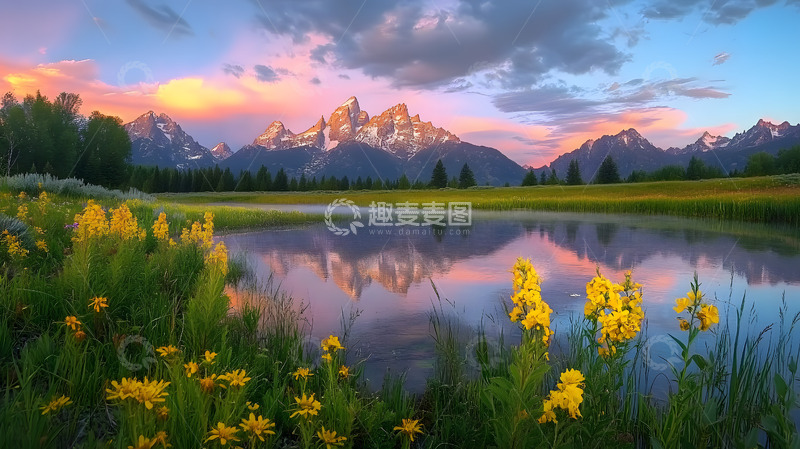 高清大图下载【趣麦麦图】雪山下的湖泊9