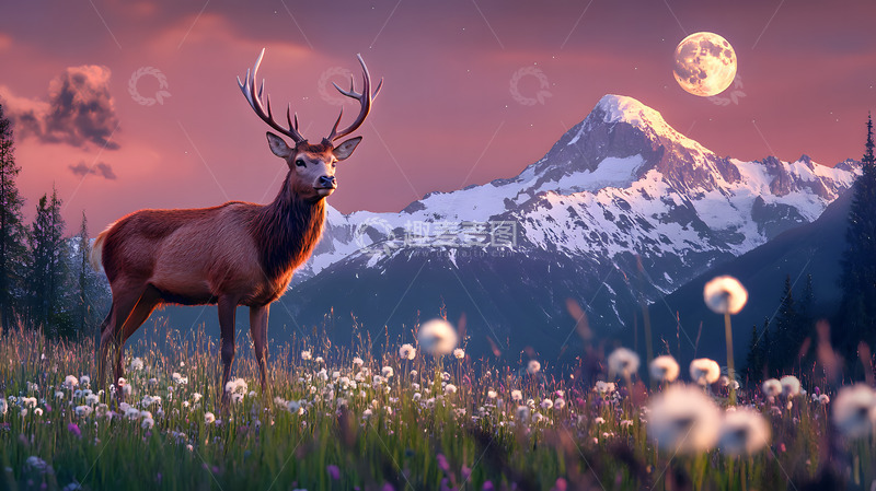 高清大图下载【趣麦麦图】山上的小鹿