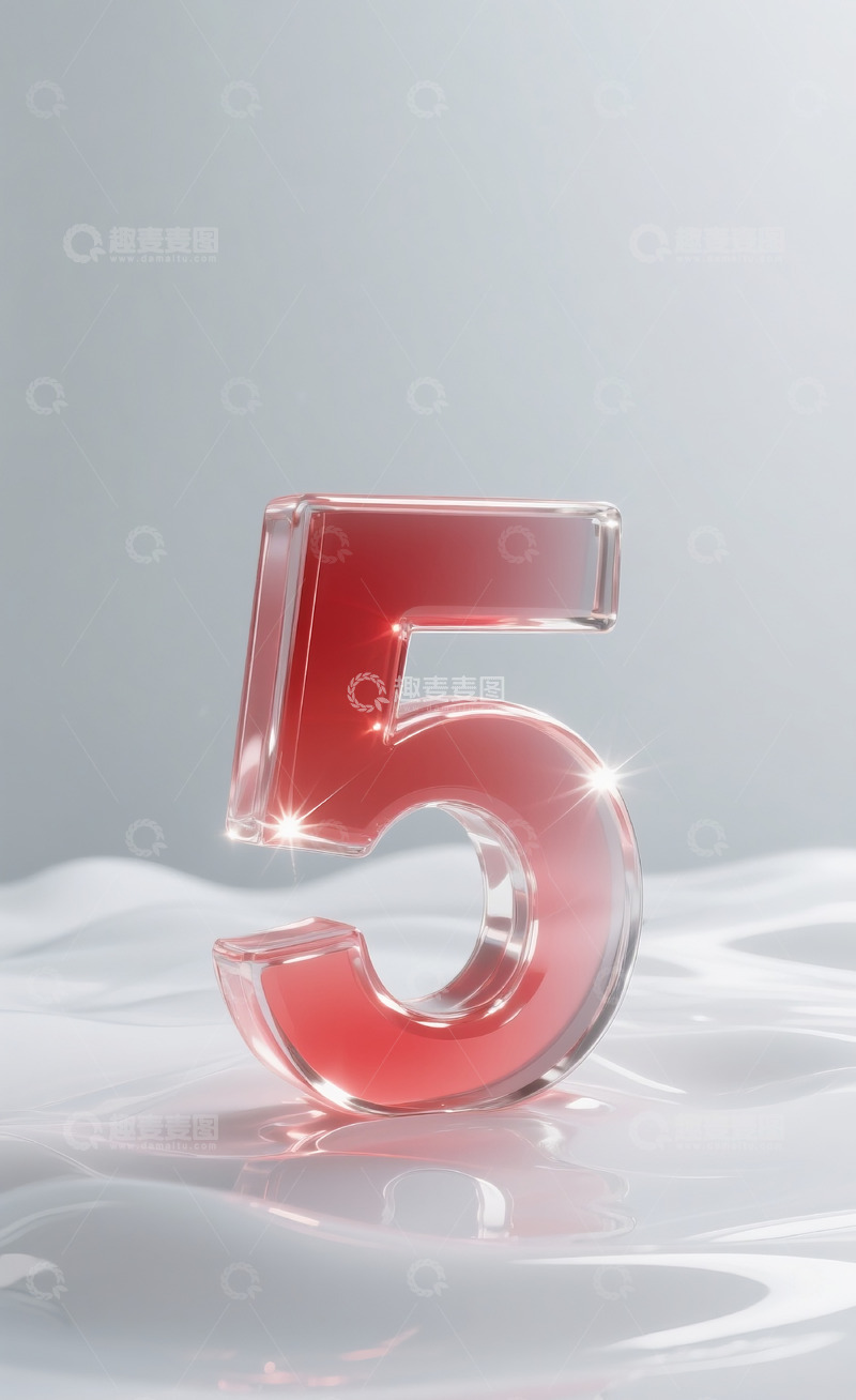 高清大图下载【趣麦麦图】红色发光玻璃数字51