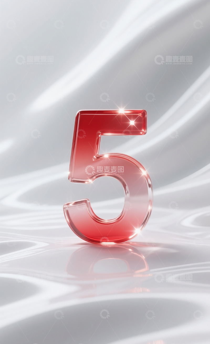 高清大图下载【趣麦麦图】红色发光玻璃数字52