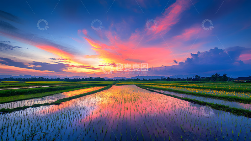 高清大图下载【趣麦麦图】春天的水田水稻田野
