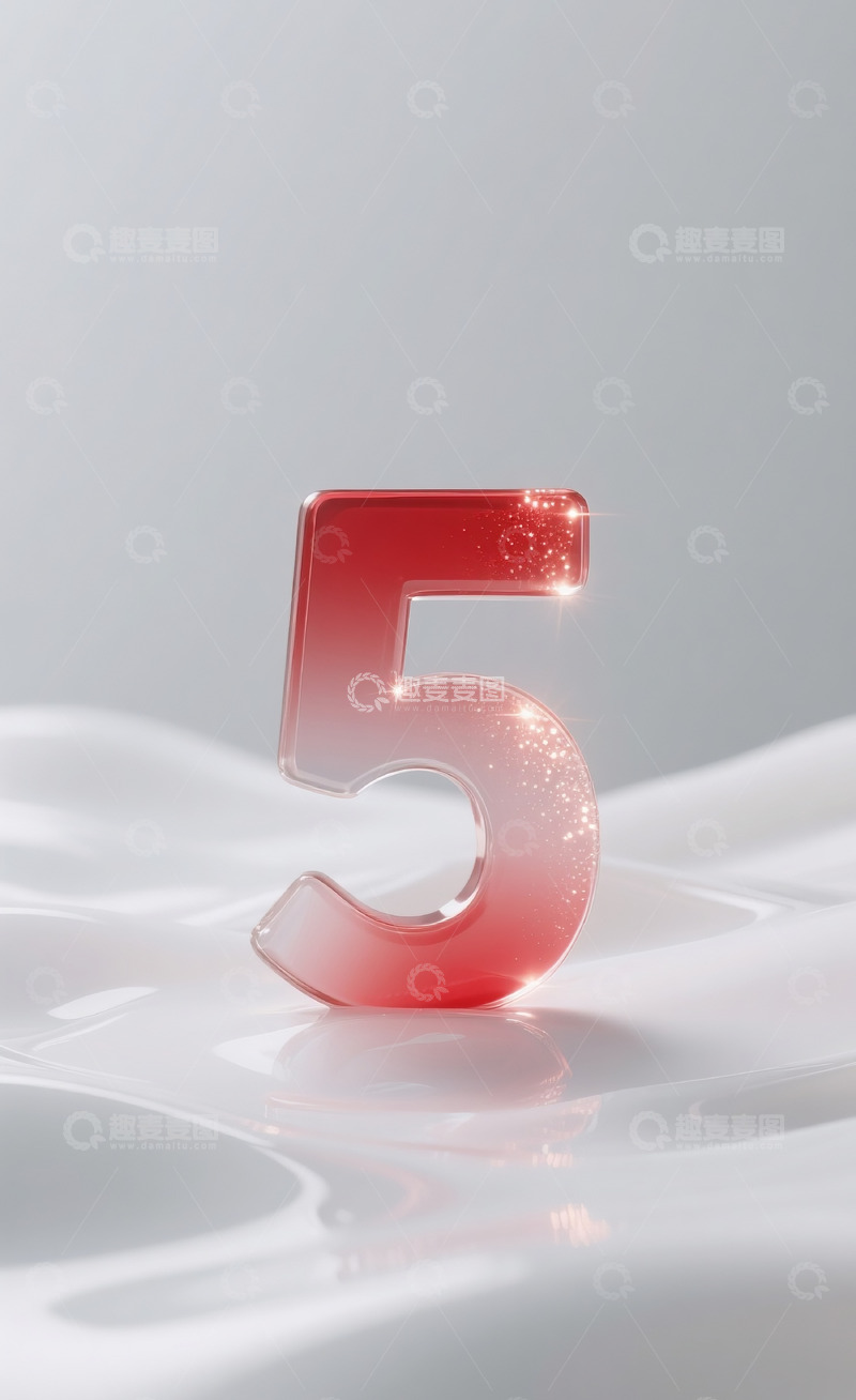 高清大图下载【趣麦麦图】红色发光玻璃数字53