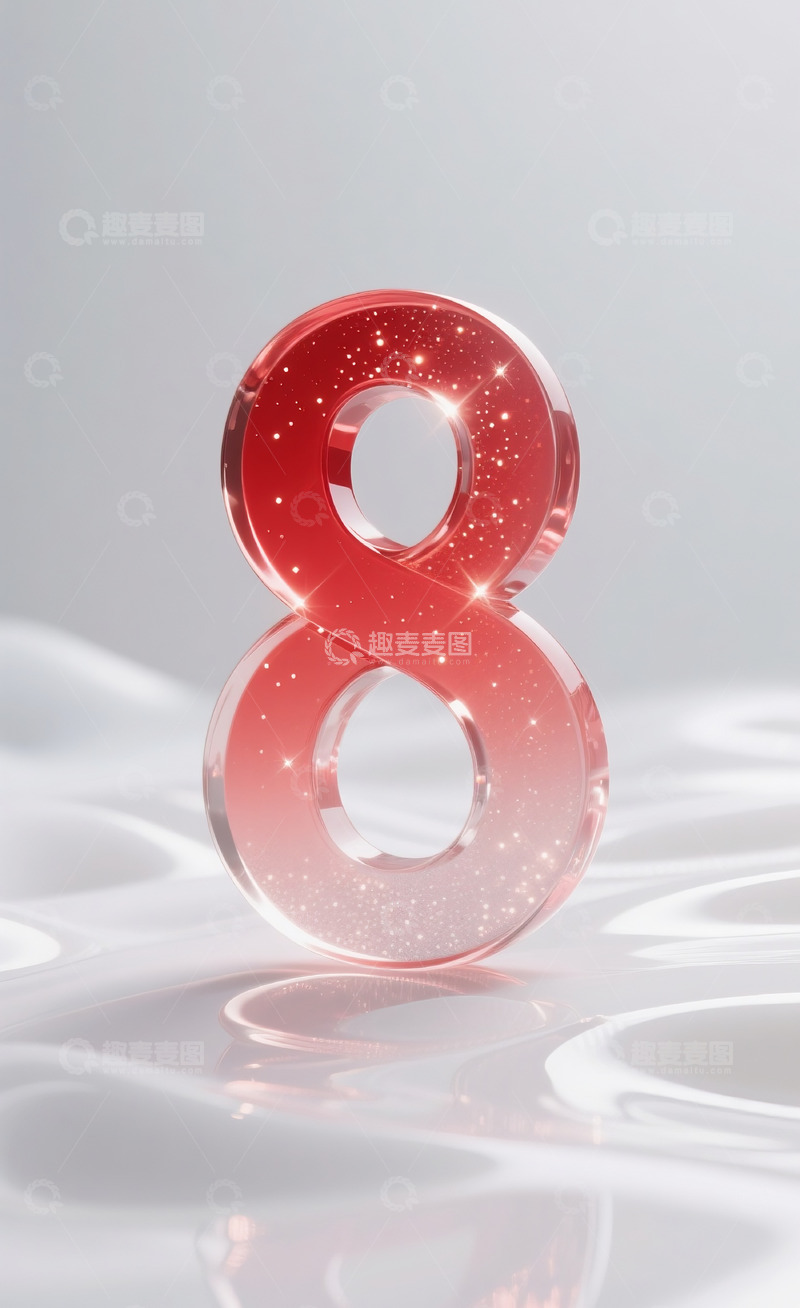 高清大图下载【趣麦麦图】红色发光玻璃数字82