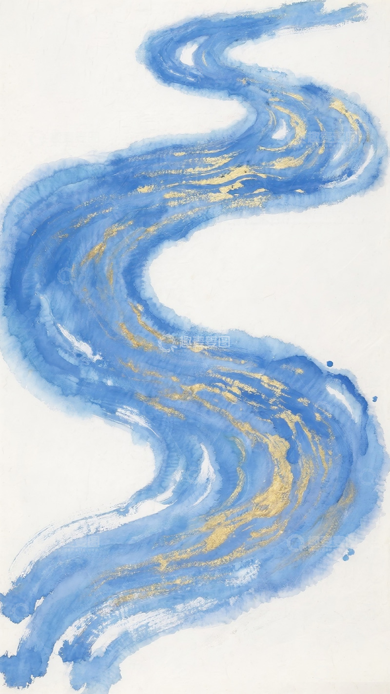 高清大图下载【趣麦麦图】蓝色流动插画背景1