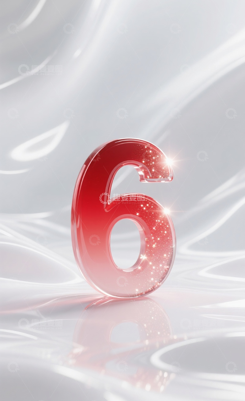 高清大图下载【趣麦麦图】红色发光玻璃数字62