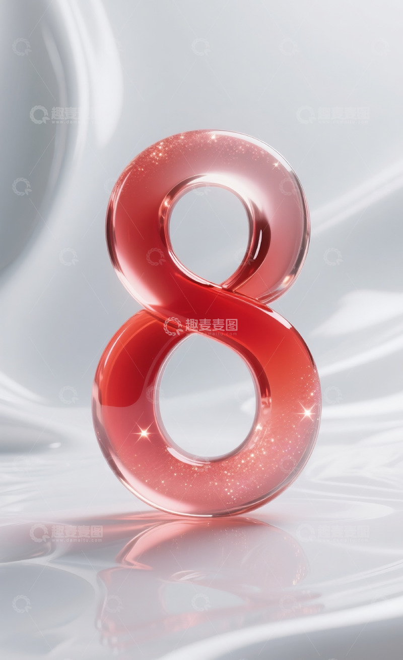 高清大图下载【趣麦麦图】红色发光玻璃数字8