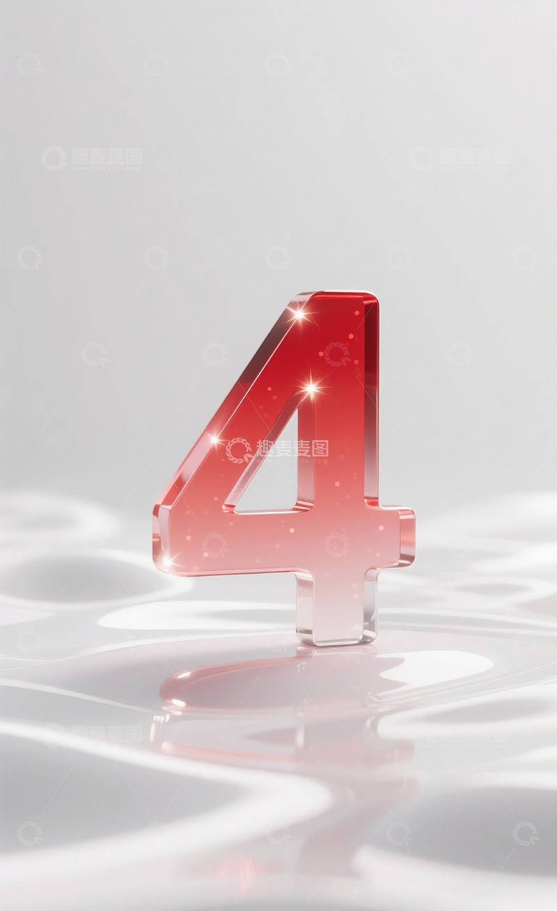 高清大图下载【趣麦麦图】红色发光玻璃数字43