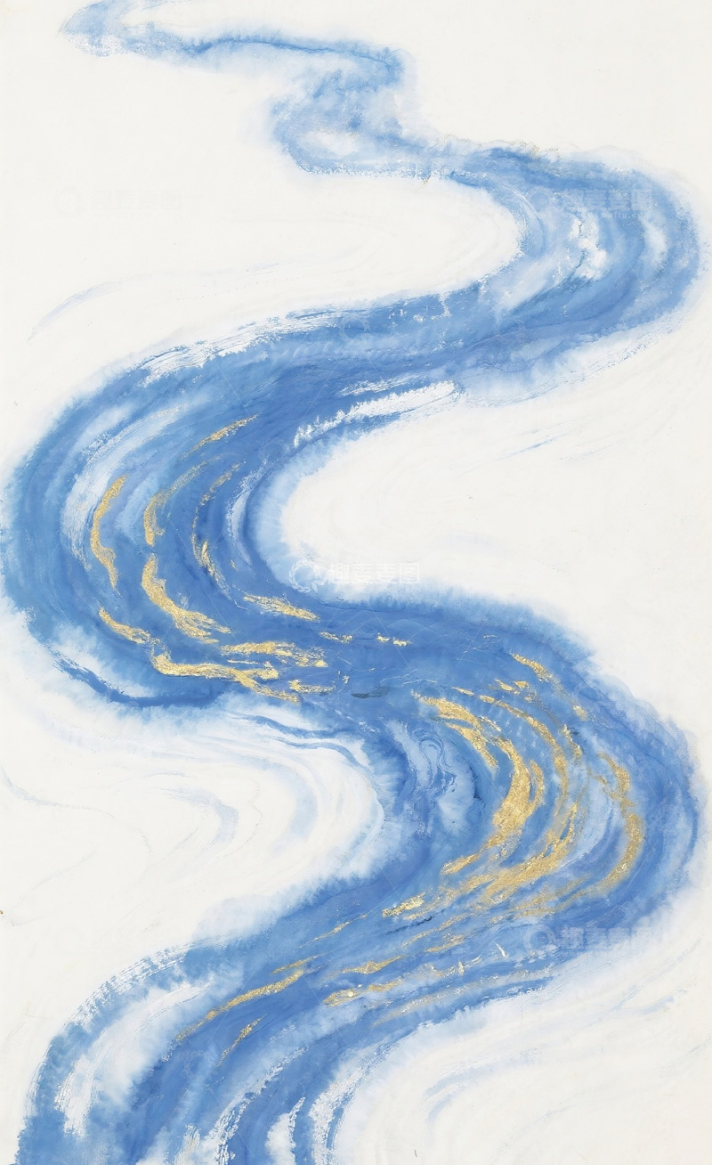 高清大图下载【趣麦麦图】蓝色流动插画背景5