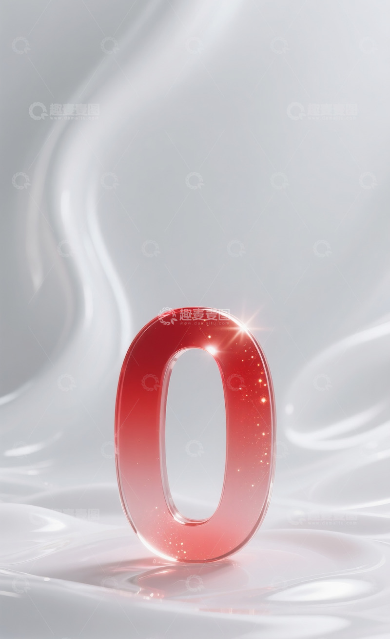 高清大图下载【趣麦麦图】红色发光玻璃数字02