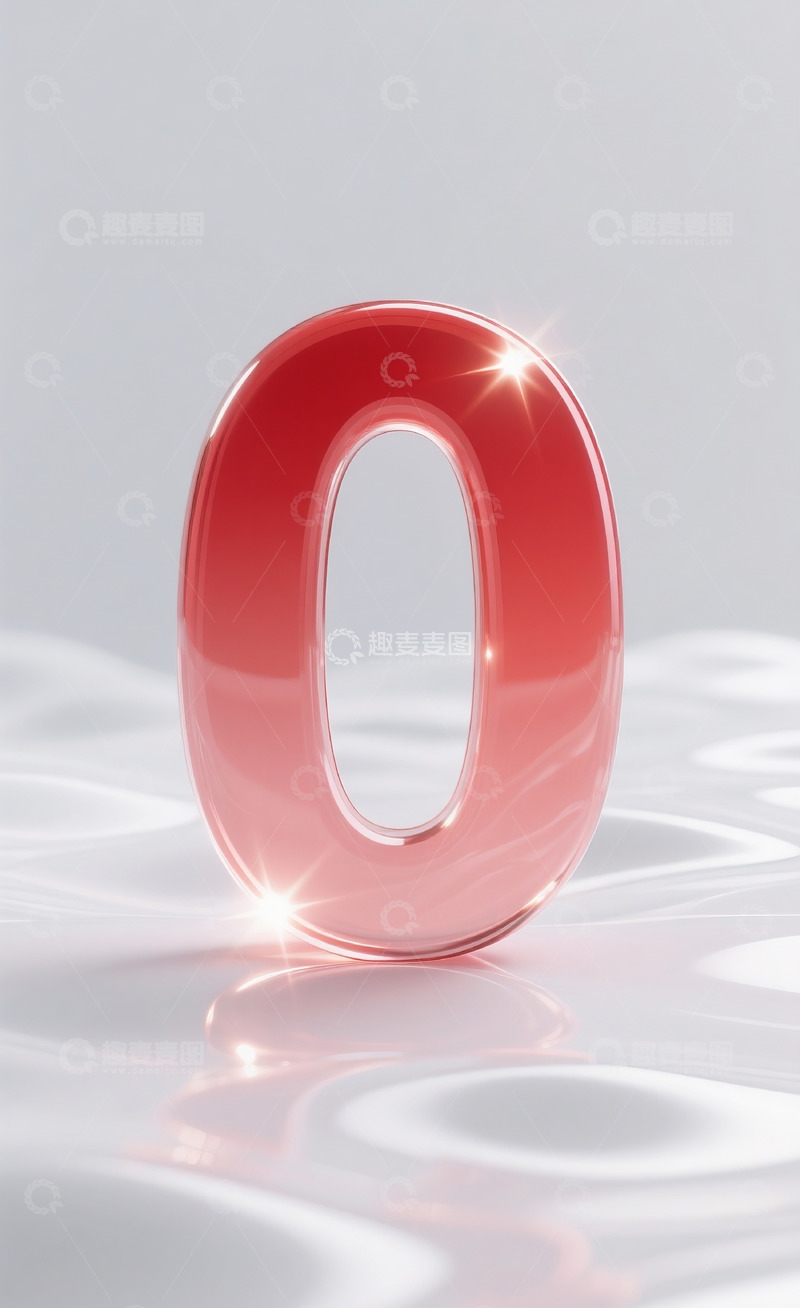 高清大图下载【趣麦麦图】红色发光玻璃数字01