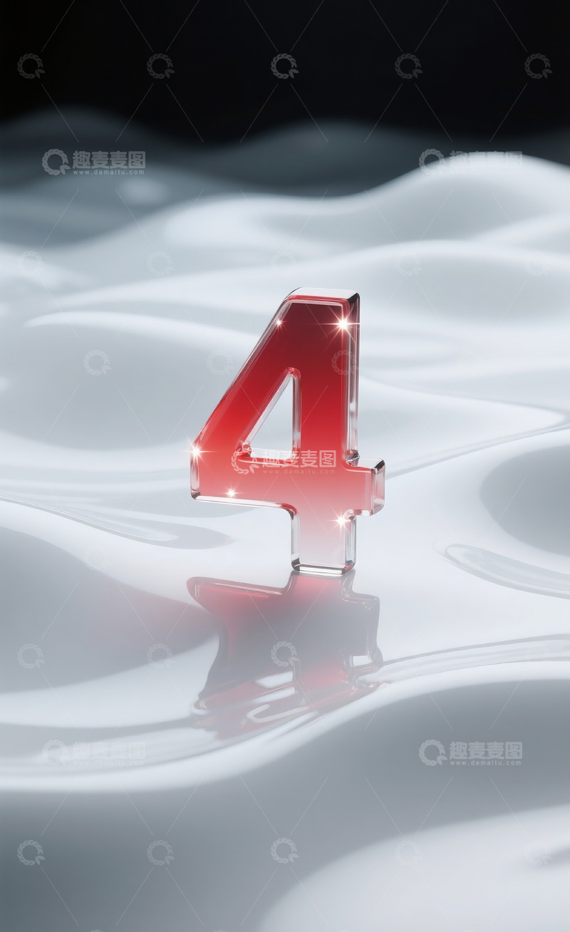 高清大图下载【趣麦麦图】红色发光玻璃数字41