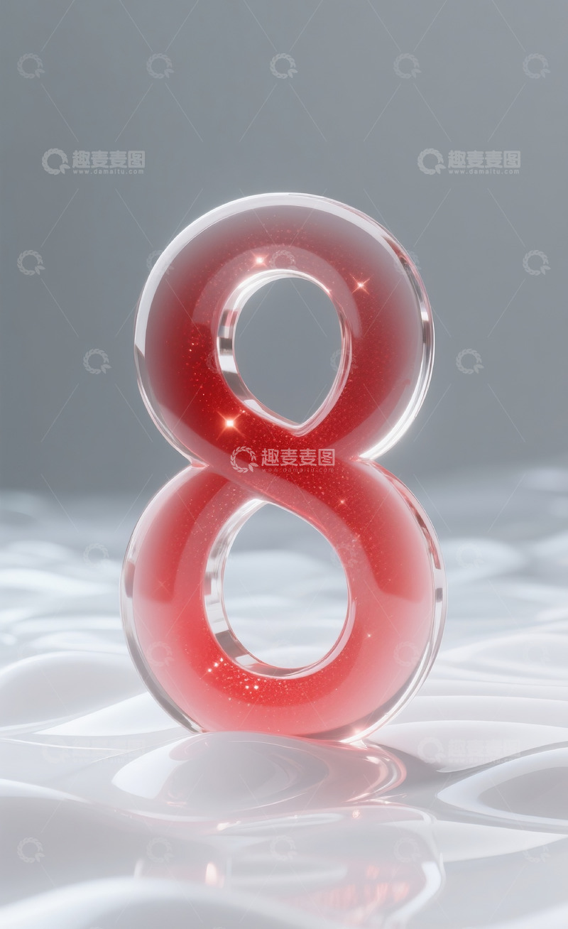 高清大图下载【趣麦麦图】红色发光玻璃数字81