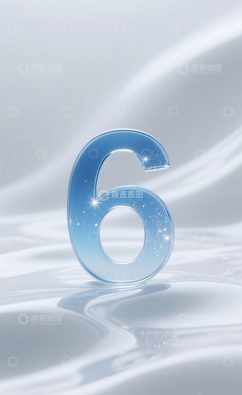 高清大图下载【趣麦麦图】蓝色发光玻璃数字63