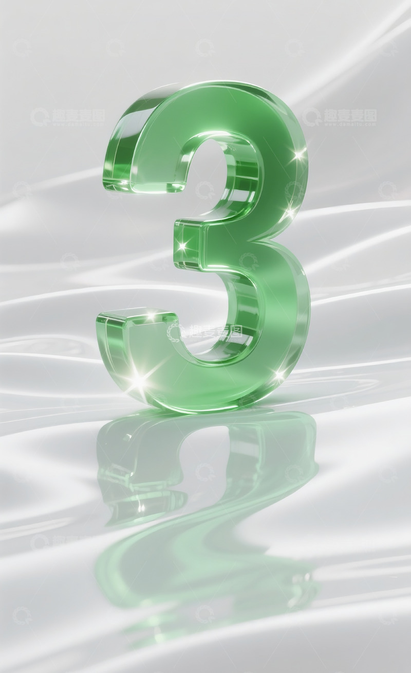 高清大图下载【趣麦麦图】绿色发光玻璃数字32