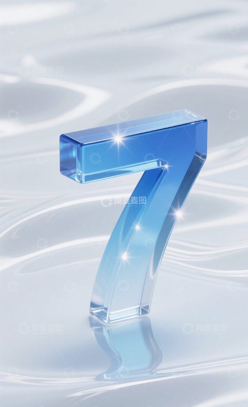 高清大图下载【趣麦麦图】蓝色发光玻璃数字71