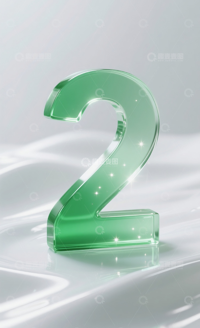 高清大图下载【趣麦麦图】绿色发光玻璃数字23