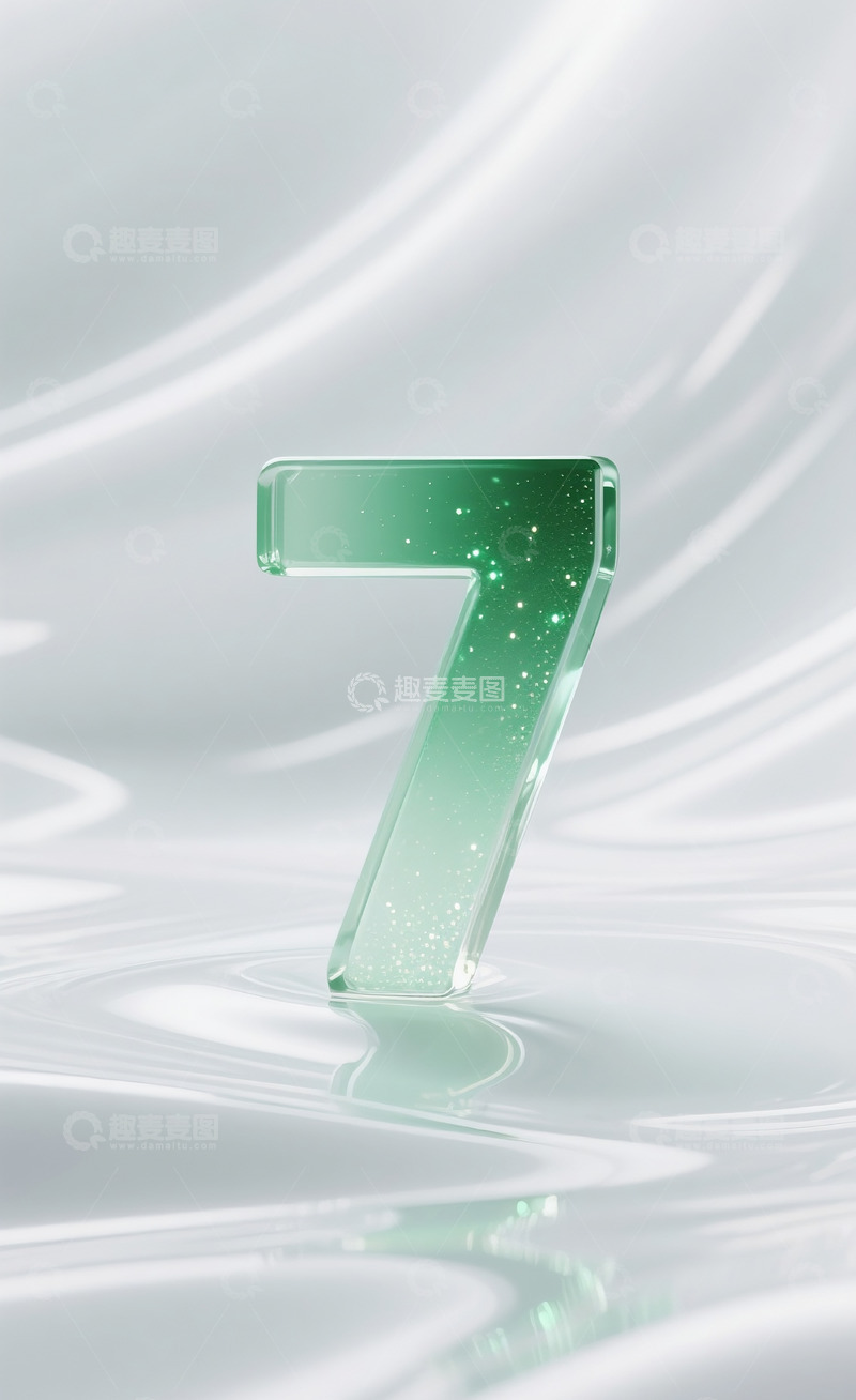 高清大图下载【趣麦麦图】绿色发光玻璃数字71