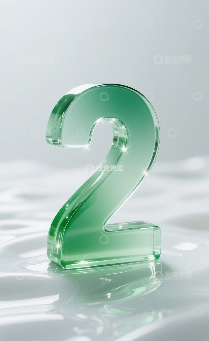 高清大图下载【趣麦麦图】绿色发光玻璃数字22