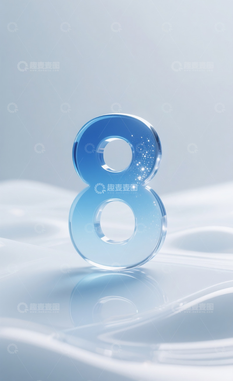 高清大图下载【趣麦麦图】蓝色发光玻璃数字81