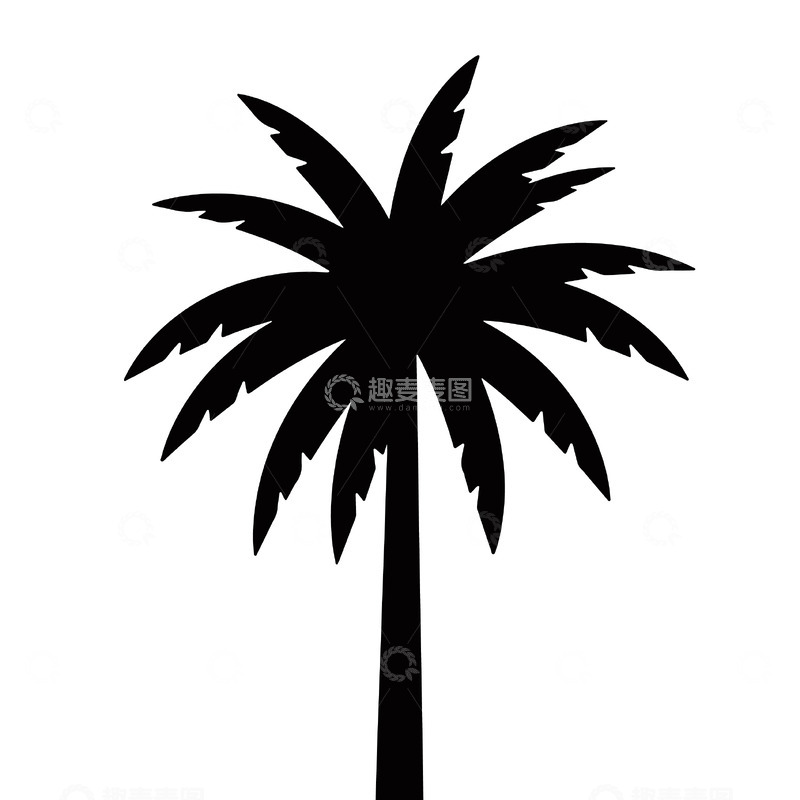 源文件下载【趣麦麦图】简约棕榈树剪影图案