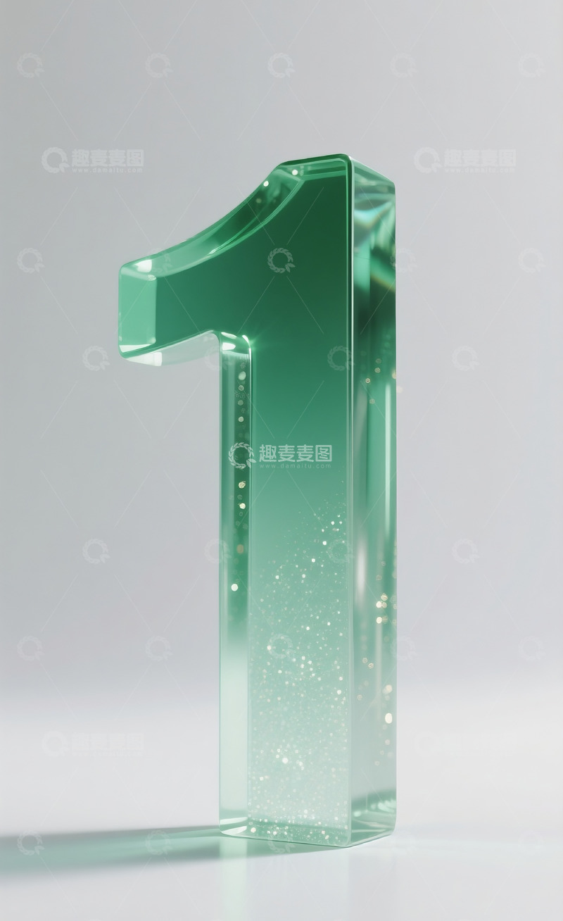 高清大图下载【趣麦麦图】绿色发光玻璃数字12