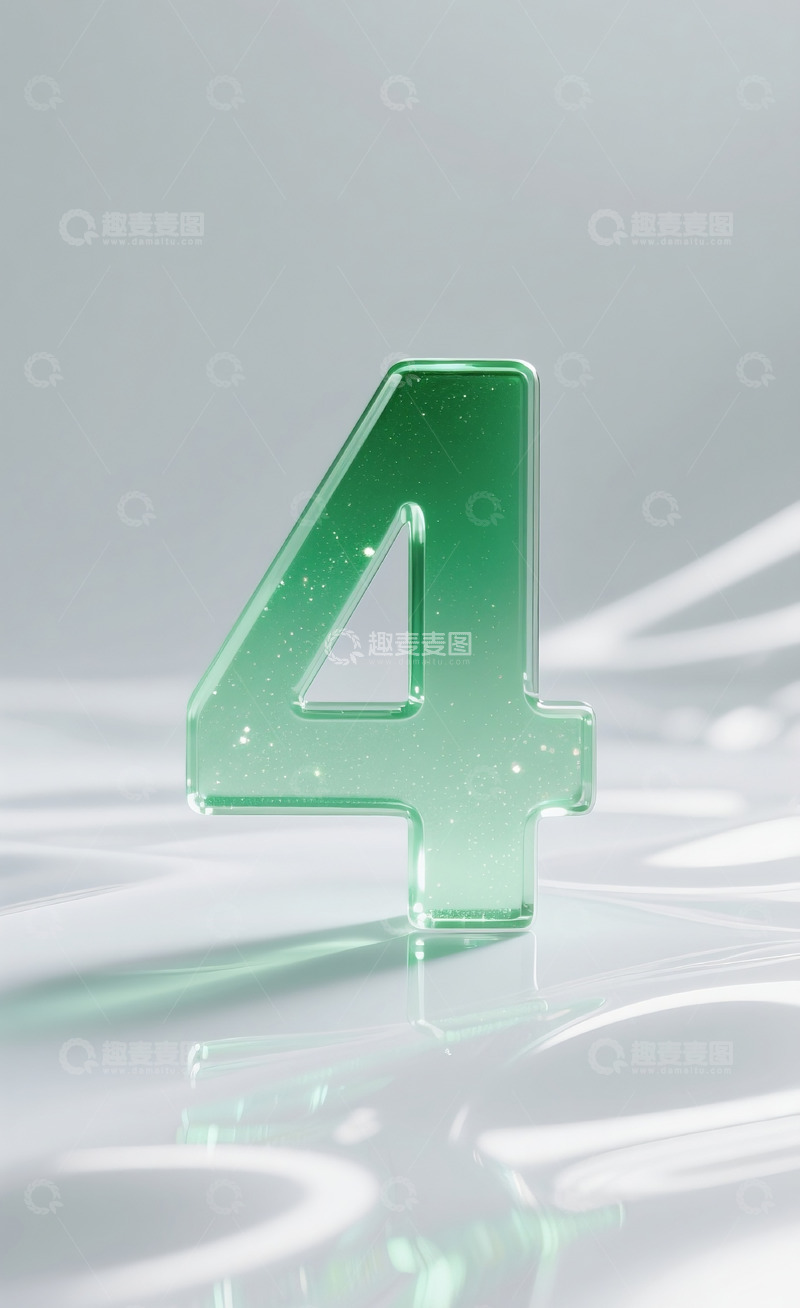 高清大图下载【趣麦麦图】绿色发光玻璃数字41