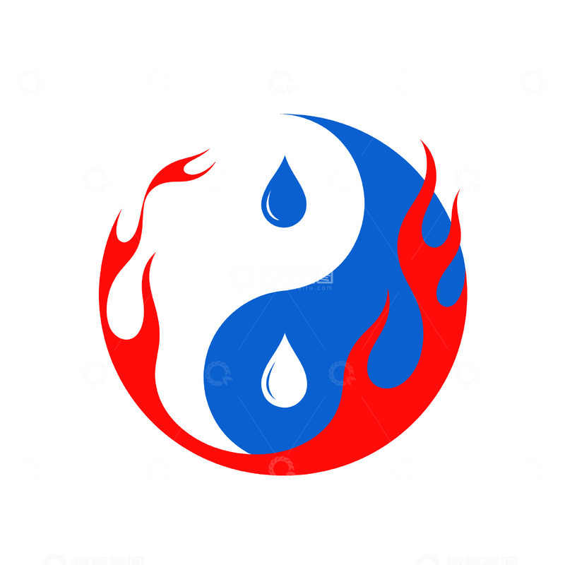 源文件下载【趣麦麦图】水火阴阳太极标志