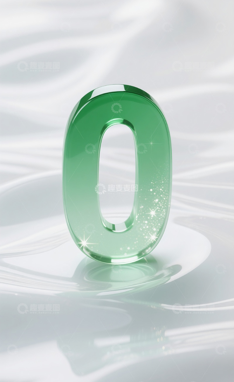 高清大图下载【趣麦麦图】绿色发光玻璃数字01